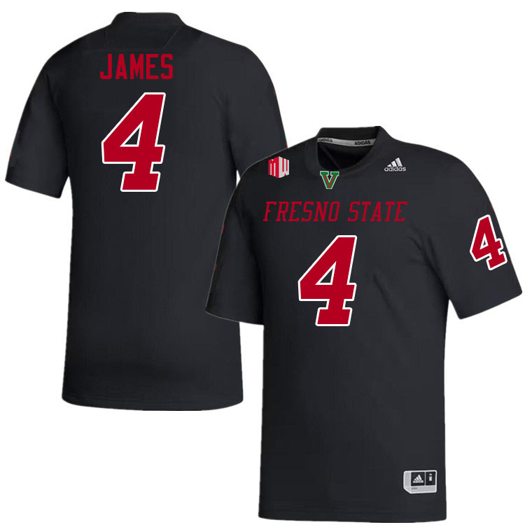 Men #4 Chedon James Fresno State Bulldogs College Football Jerseys Stitched-Black